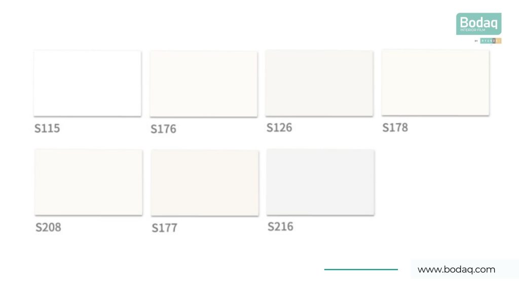 White Interior Film Patterns Comparison: S115, S176, S126, S178, S208, S177, S216