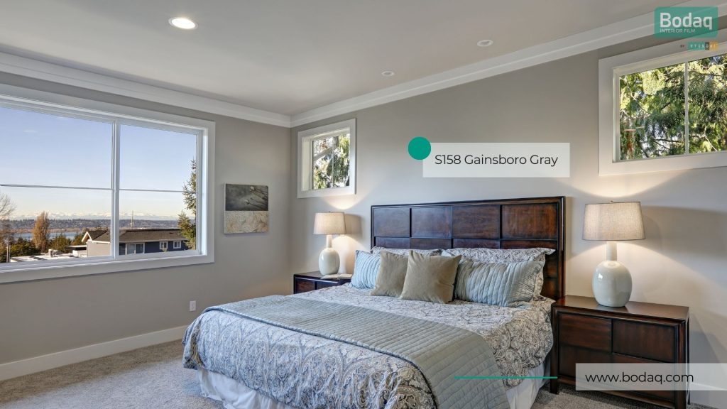 Bedroom wall wrapped with Gainsboro Gray