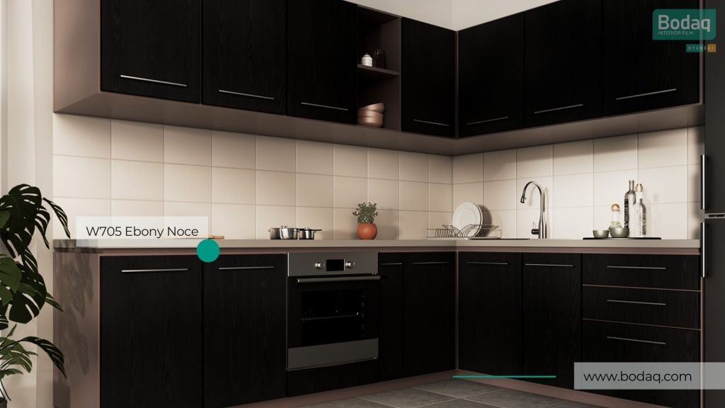 Kitchen Cabinets Resurfaced with W705 Ebony Noce