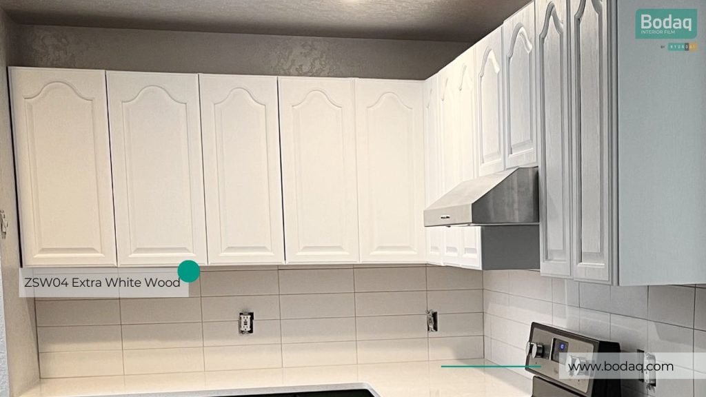 Kitchen Cabinets Resurfaced with ZSW04 Extra White Wood