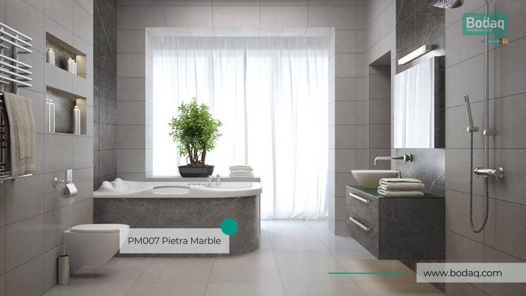 Bathroom application of PM007 Pietra Dark Grey Marble