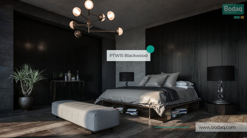 Bedroom Wall Panels Wrapped with PTW15 Blackwood