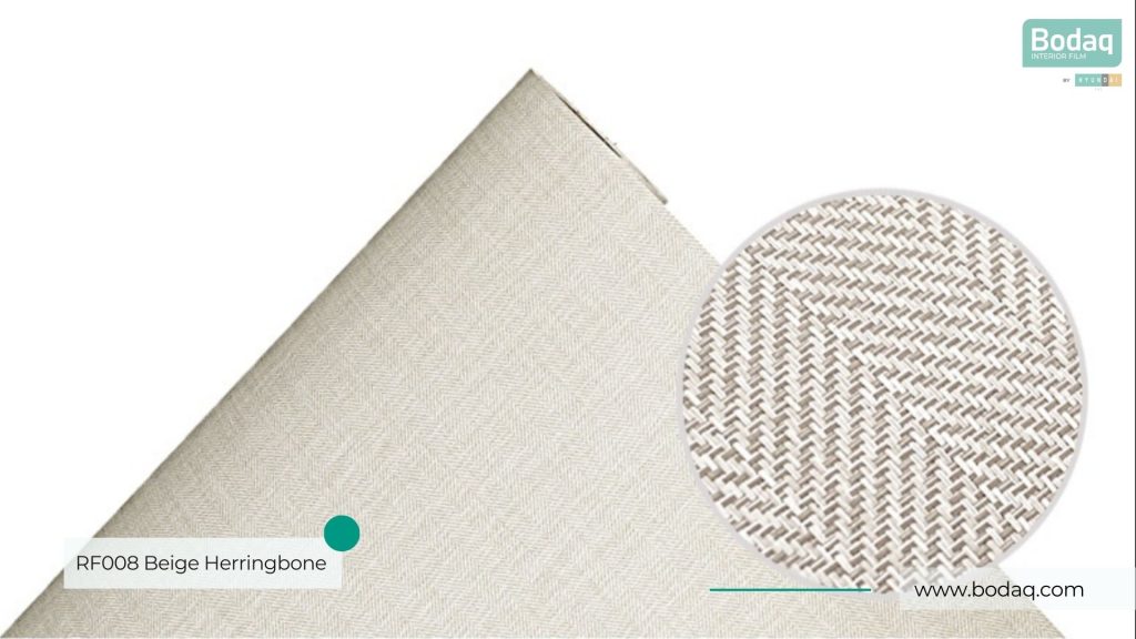 RF008 Beige Herringbone Roll and Zoom-in