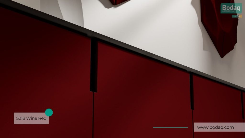 S218 Wine Red Applied to the Cabinet Doors