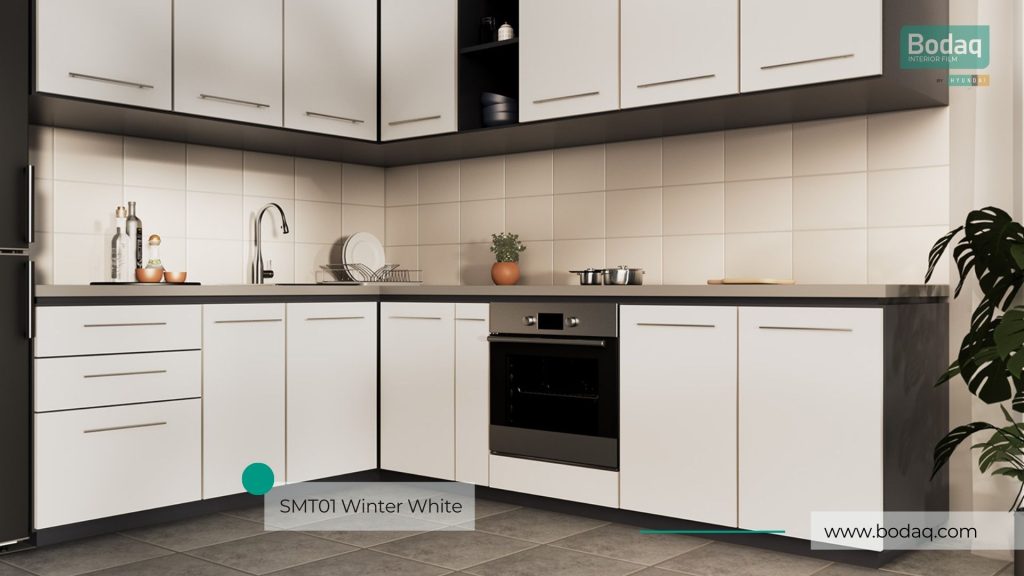 SMT01 Winter White: Kitchen Cabinets