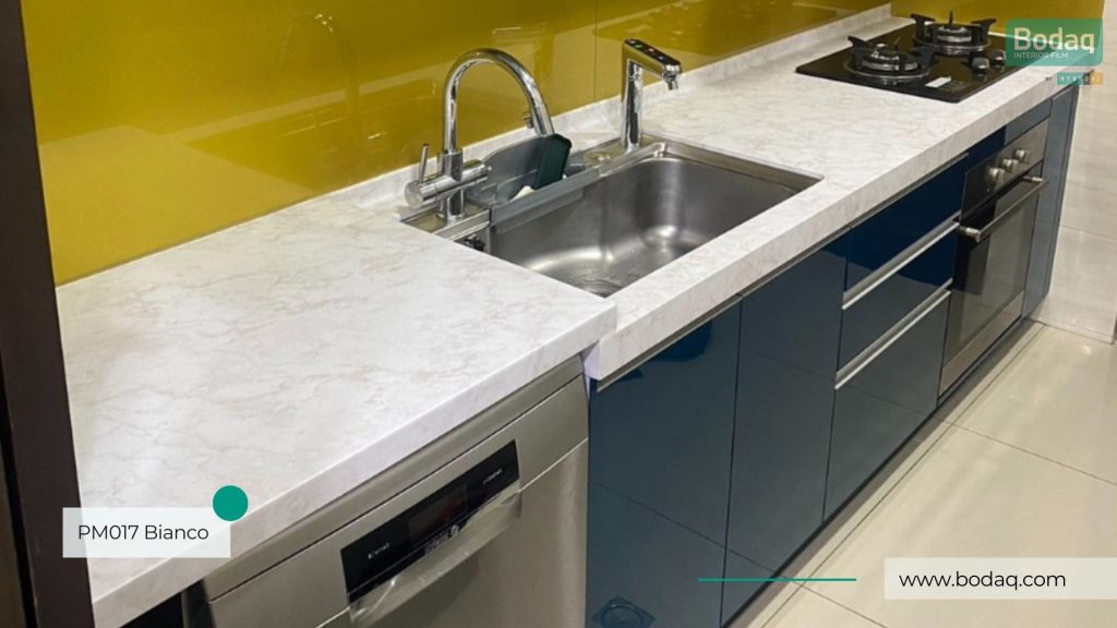 Kitchen Countertop Wrapped with PM017 Bianco