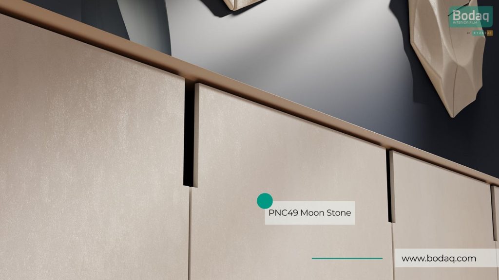 PNC49 Moon Stone Concrete Applied to the Cabinet Door