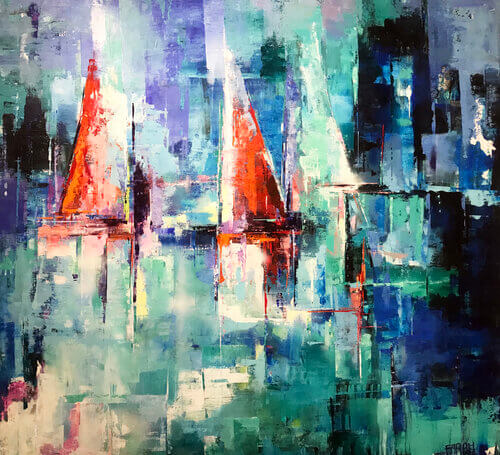 Reflection. A painting by the contemporary abstract artist Farahnaz Samari