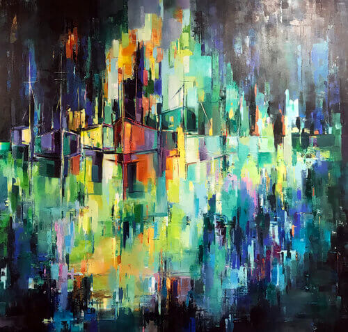 Reflection 2. A painting by the contemporary abstract artist Farahnaz Samari