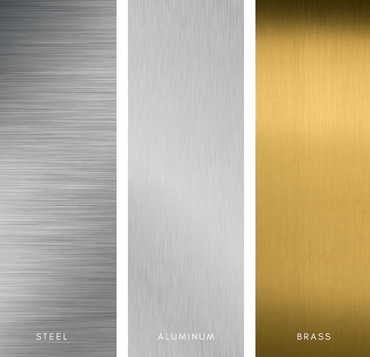 Different metals - Steel, Aluminum, Brass