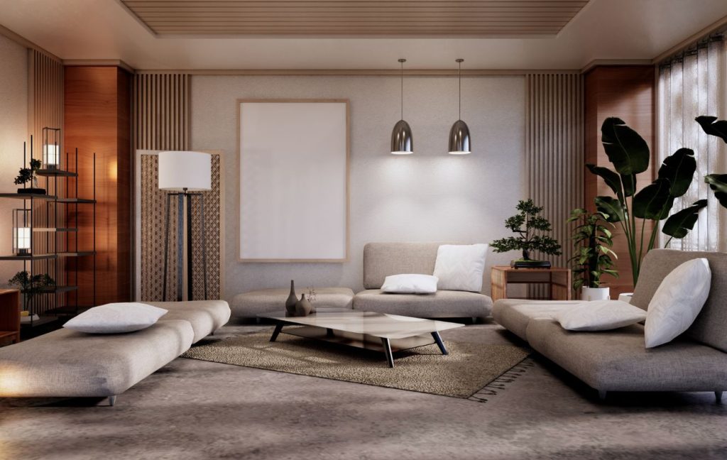Modern Japanese interior design style in the living room
