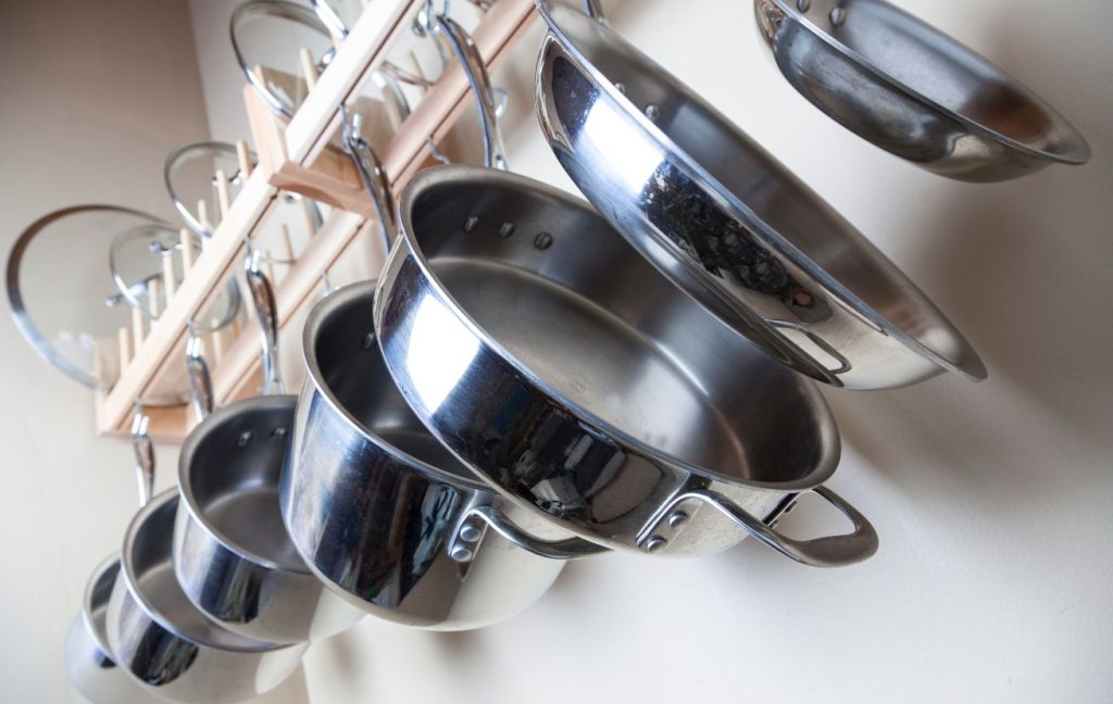 Install a pot rack if you don't have enough cabinet storage