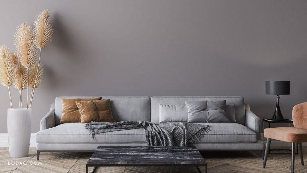 Living room wall with a blue gray color