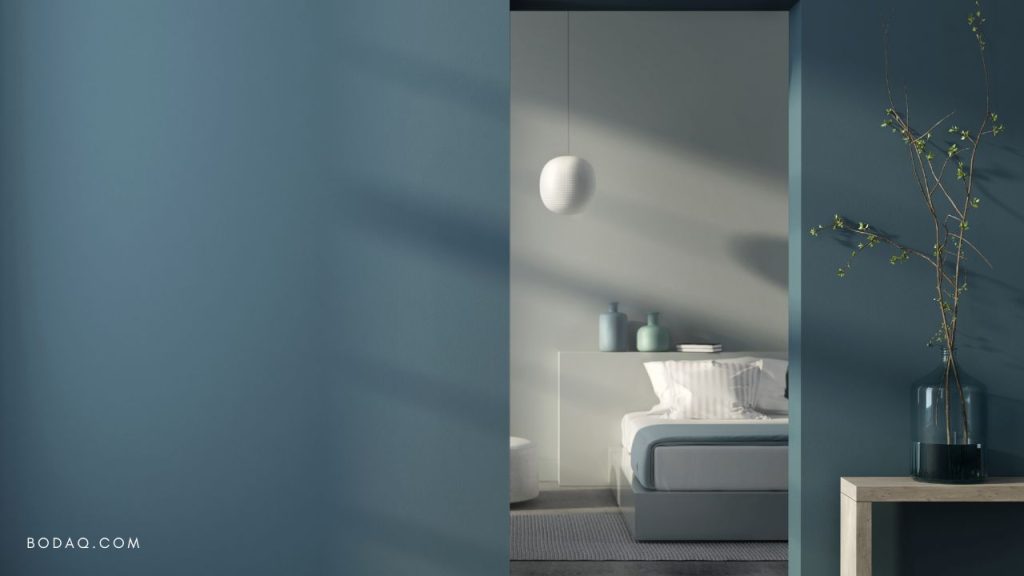 Calming blue gray color is perfect for the bedroom walls