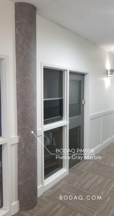 PM006 Pietra Gray Marble interior film applied on the column to highlight it