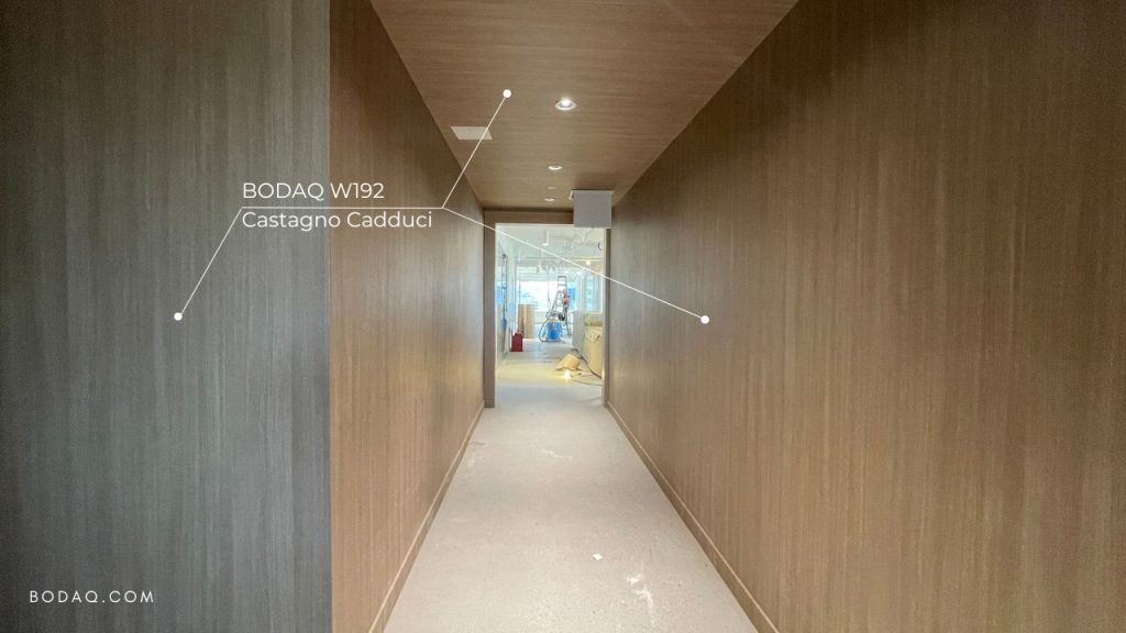 W192 Castagno Caducci interior film applied to the hospital hallway walls
