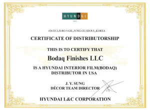 Bodaq Finishes Certificate of Distributorship