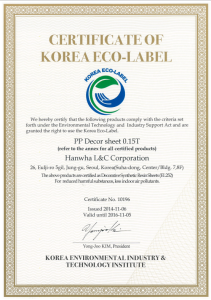 Certificate of Korea Eco Label