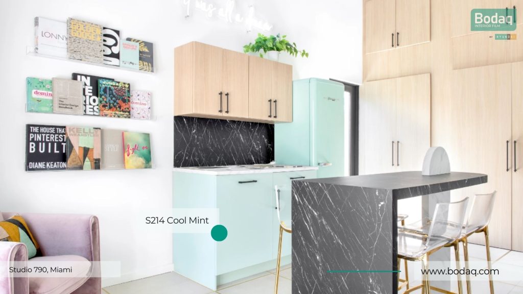 S214 Cool Mint kitchen cabinets