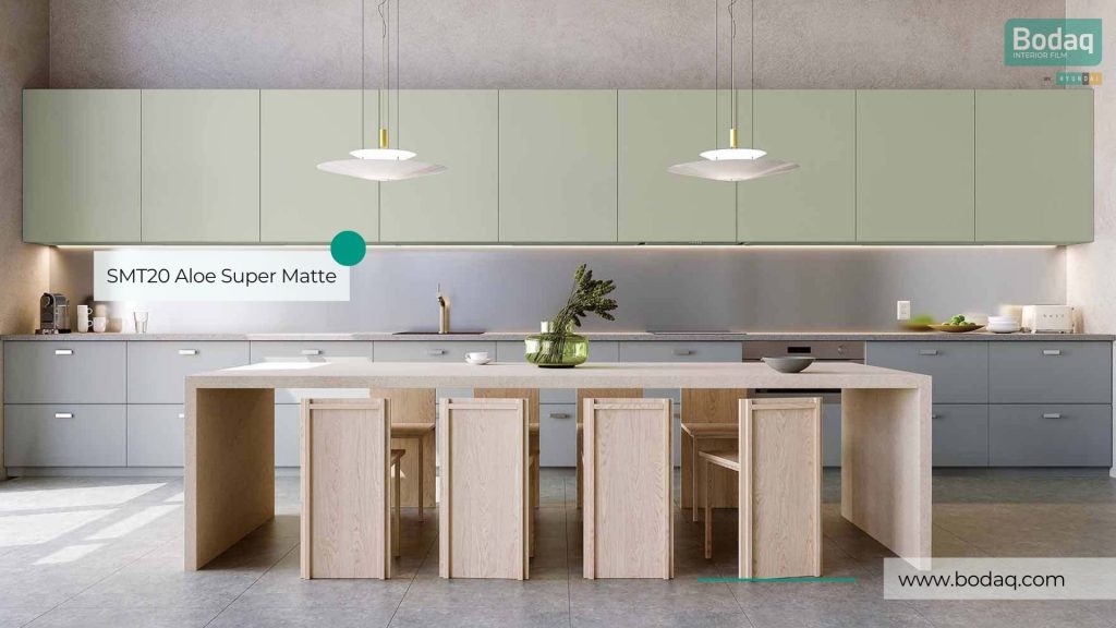 SMT20 Aloe Super Matte upper kitchen cabinets