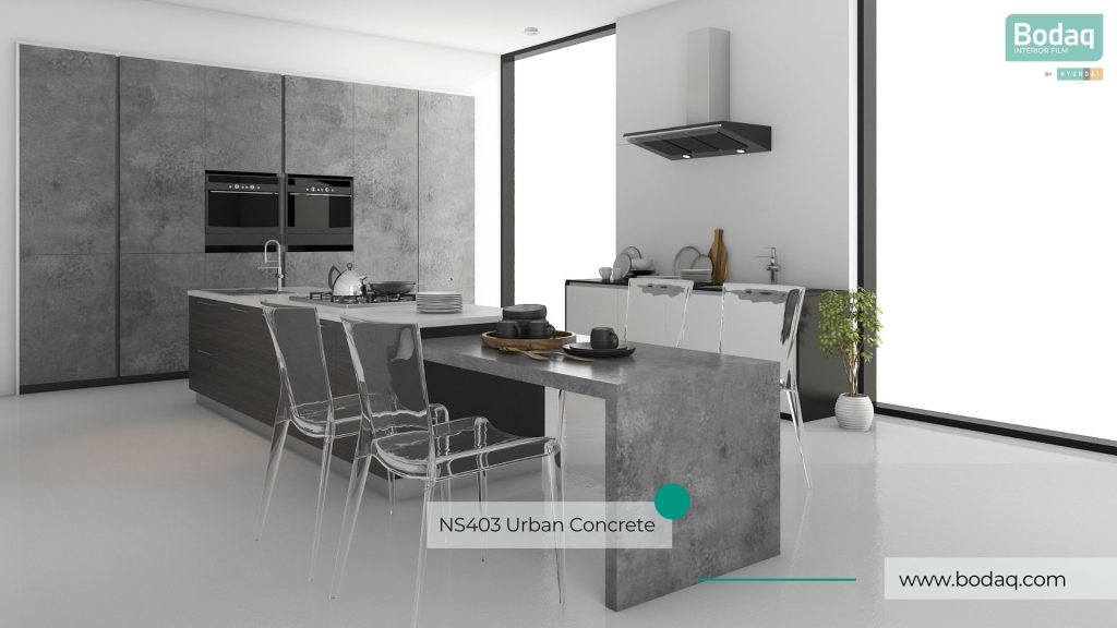 Kitchen Wrapped with NS403 Urban Concrete