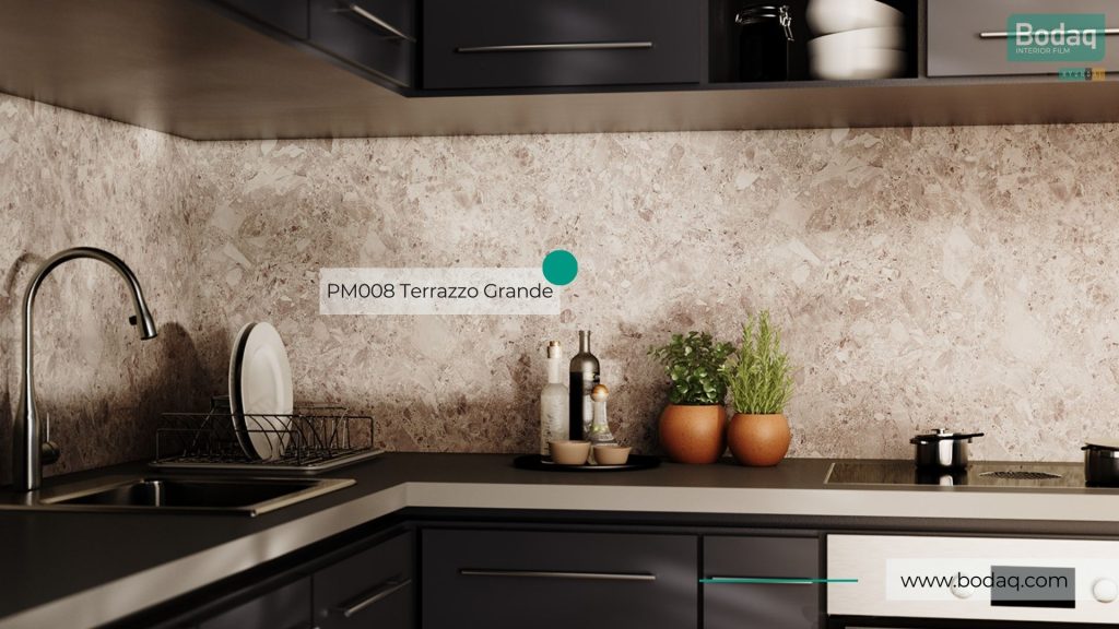 Kitchen Backsplash Refinished with PM008 Terrazzo Grande