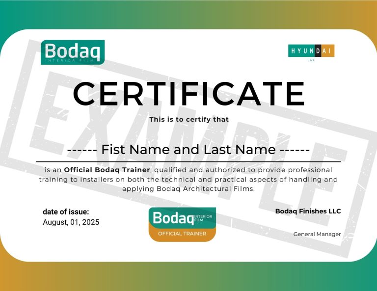 Bodaq Certificate Example