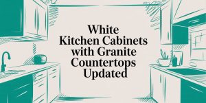 white kitchen cabinets with granite countertops design illustration