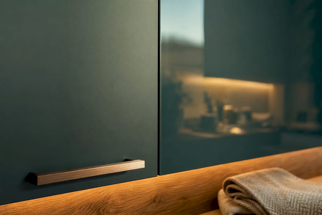 Matte and glossy cabinet surfaces