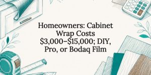 Decorative cabinet wrapping cost title card