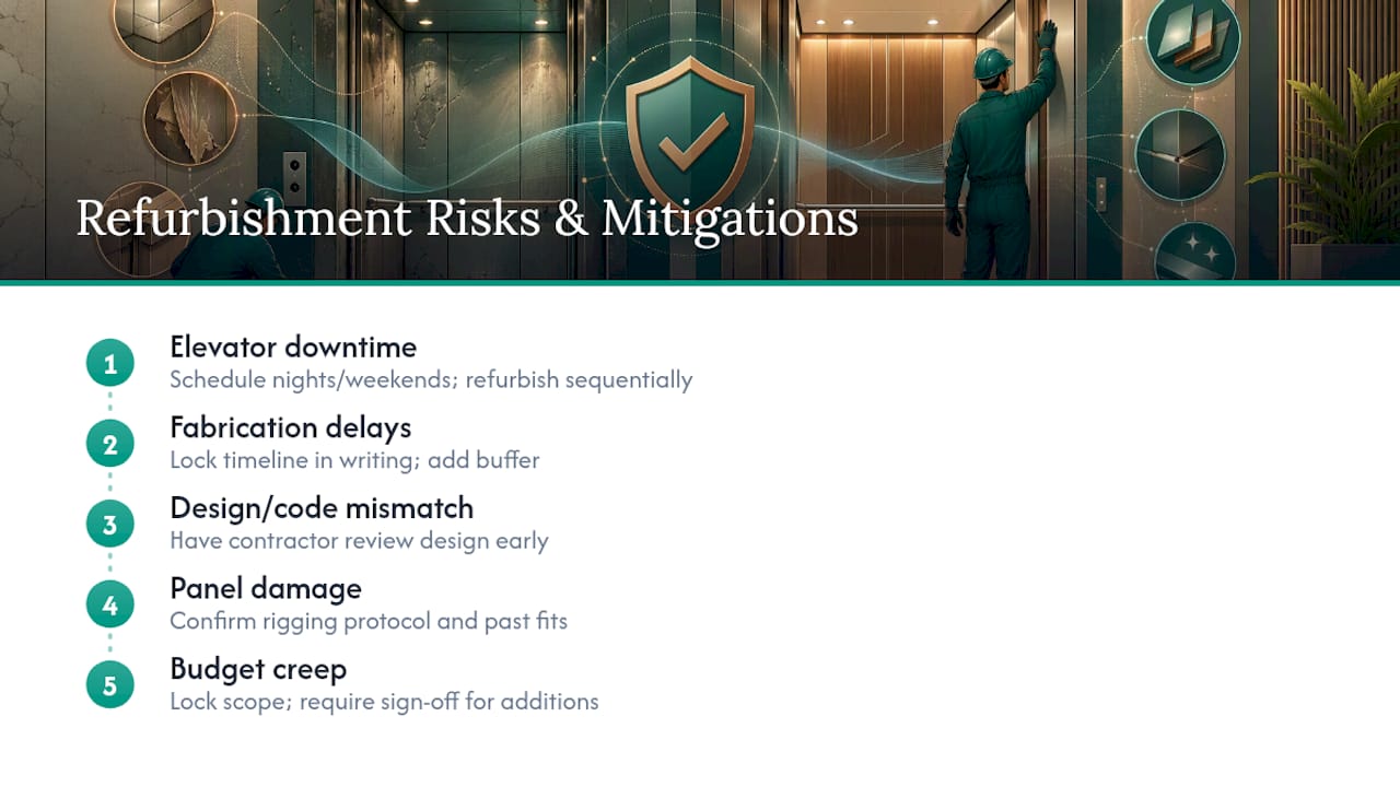 Five elevator refurbishment risks and mitigations
