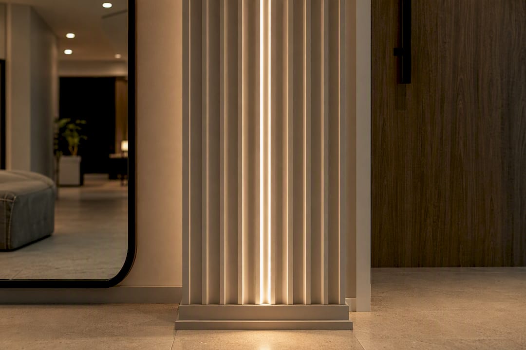 Homeowners: 4 High-Impact Column Wrap Ideas Under $400 2 Fluted column illuminated by LED strip