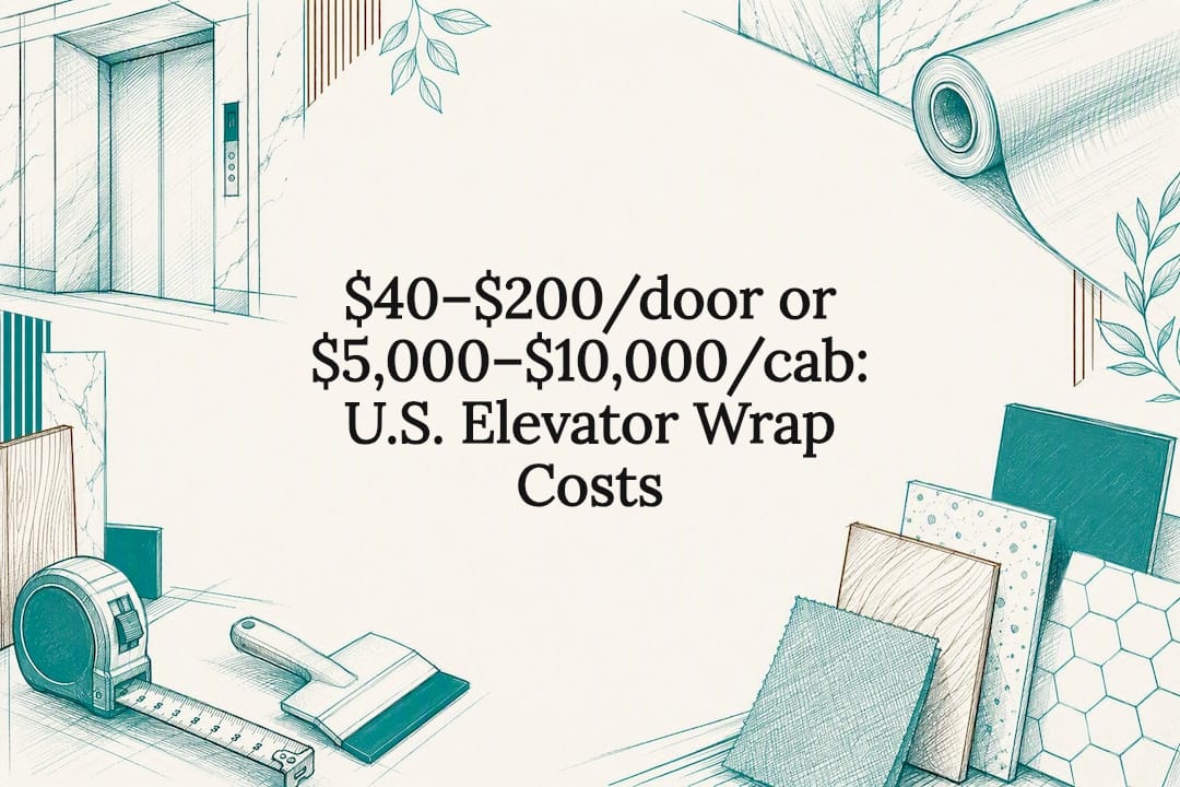 Decorative elevator wrap cost title card