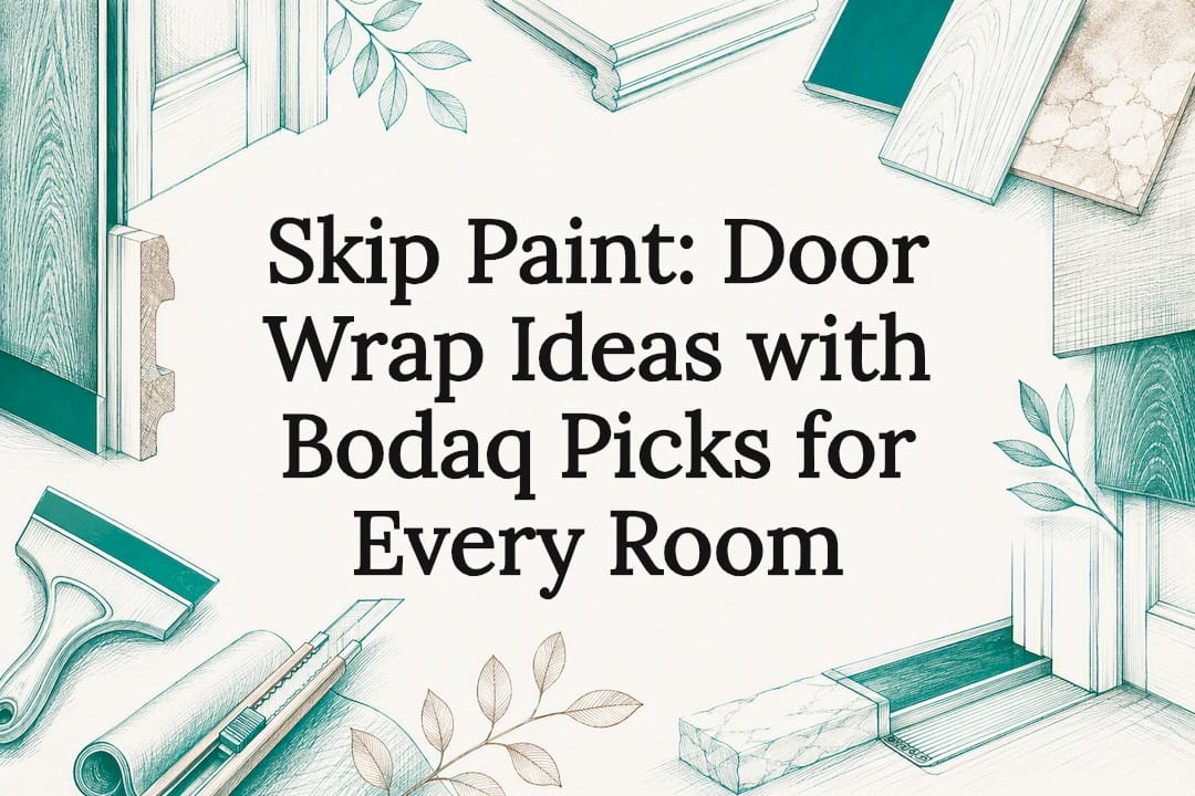 Decorative door wrap title card illustration