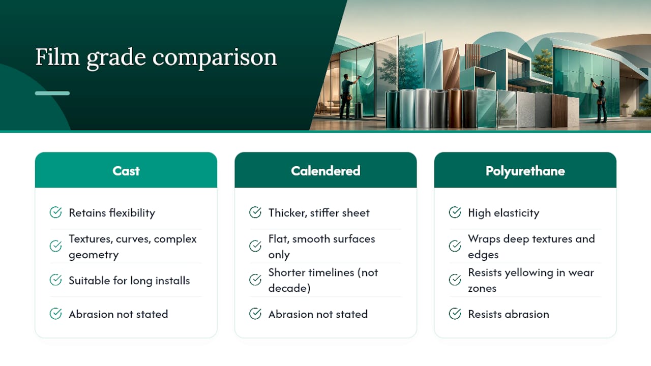 Spec Ready: Match Film Grade to Substrate for Architectural Film Uses 1 Comparison of three architectural film constructions