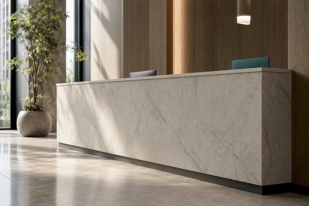 Marble film on commercial reception desk