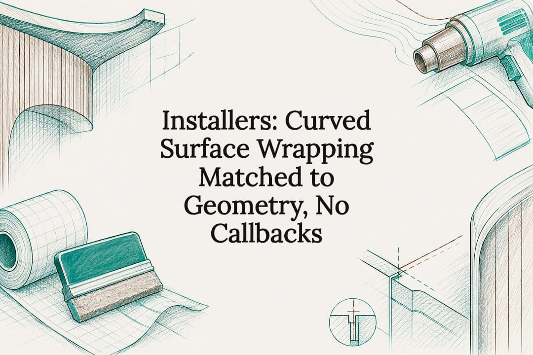 Curved surface wrapping title card
