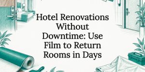 Hand-drawn hotel renovation title card