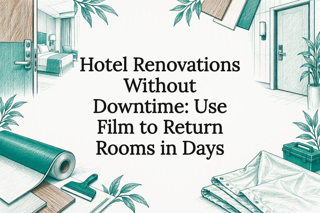 Hand-drawn hotel renovation title card