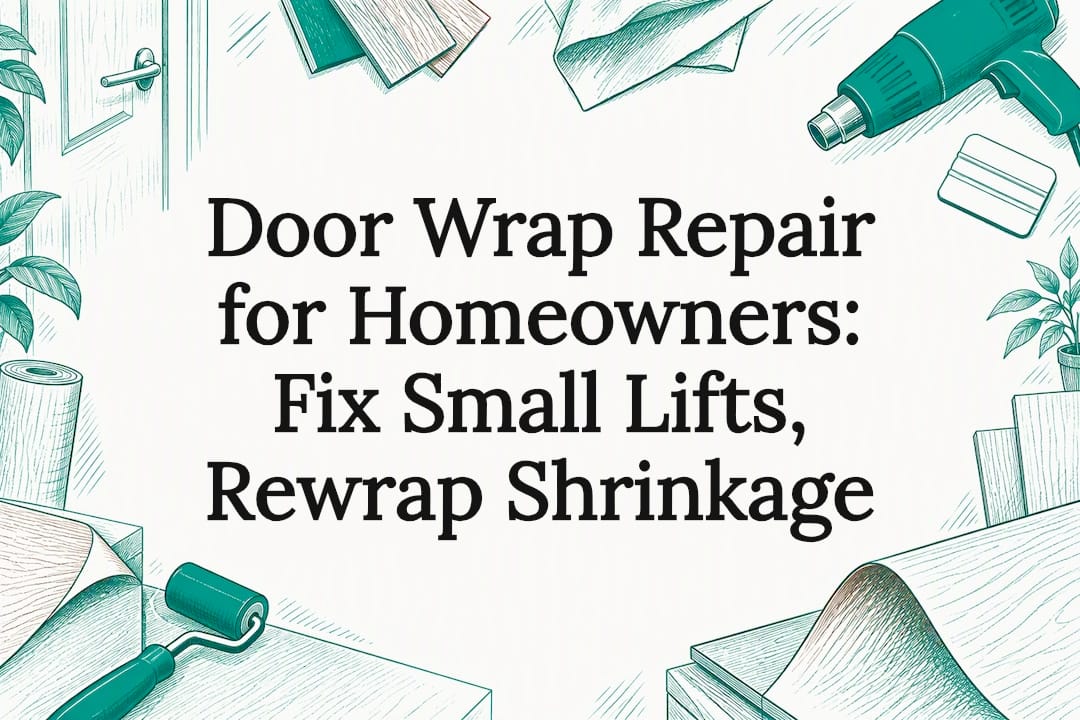 Decorative sketch of door wrap repair tools