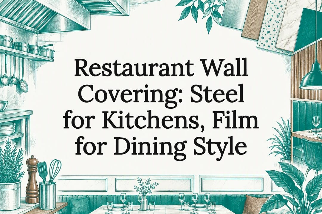 Illustrated restaurant wall covering title card