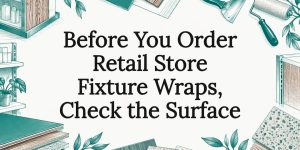 Illustrated retail fixture surface title card