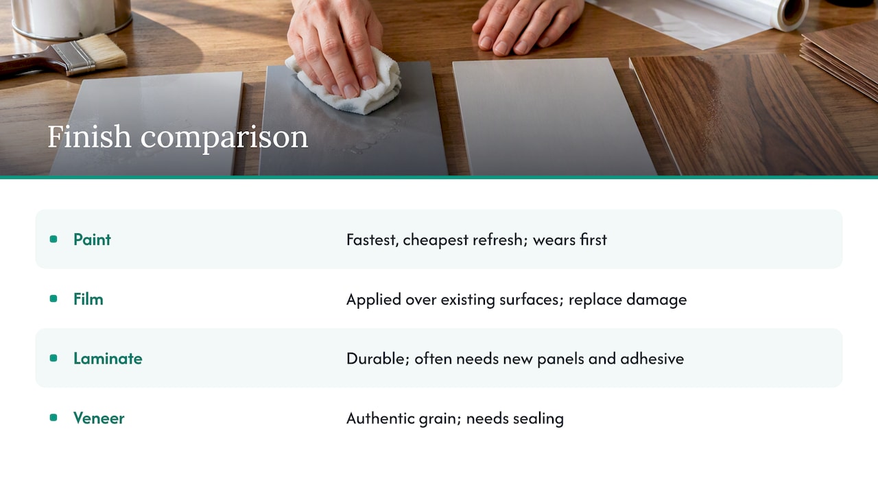 Comparison of four interior surface finishes