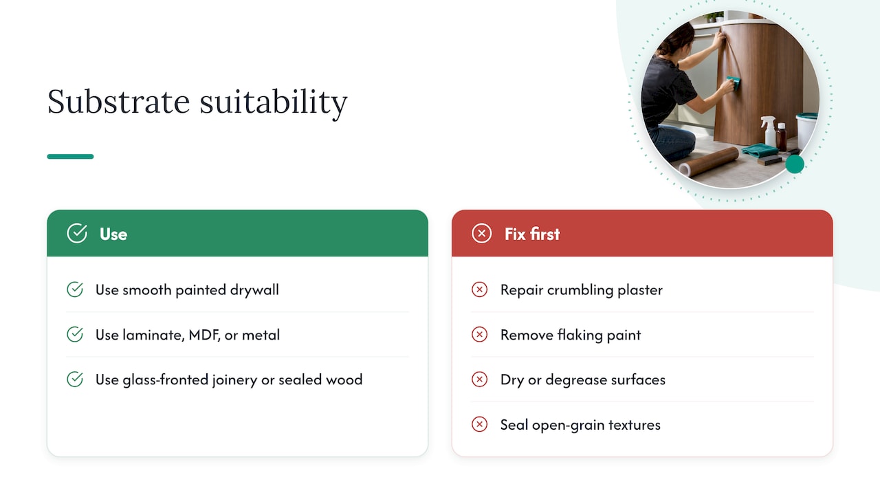 Suitable substrates contrasted with surfaces needing repair