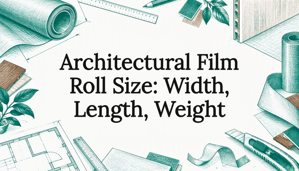 Architectural film roll sizing title card illustration